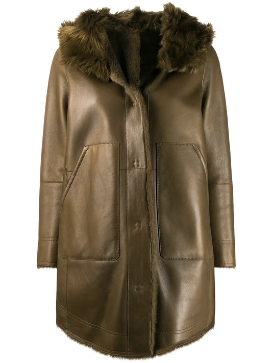 Hooded Shearling Coat