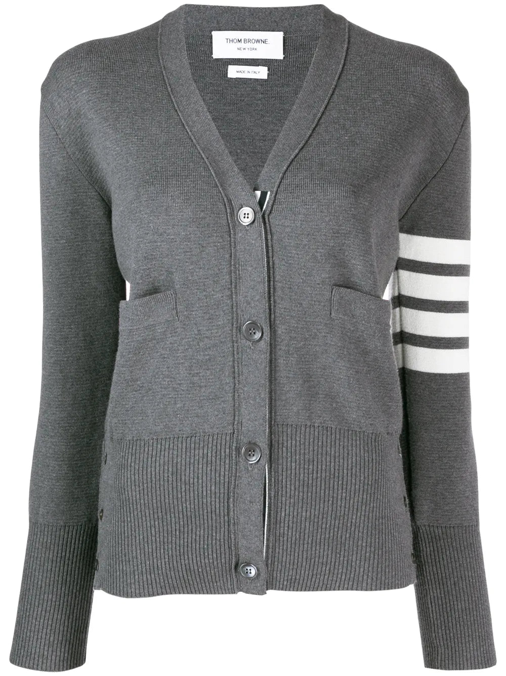 4-Bar Crepe V-Neck Cardigan
