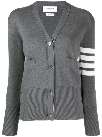 4-Bar Crepe V-Neck Cardigan
