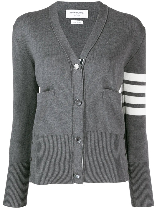 4-Bar Crepe V-Neck Cardigan