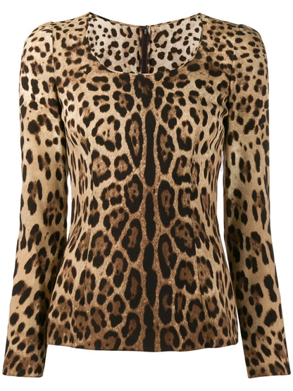 Leopard-Print Long-Sleeve T-Shirt