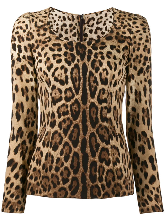 Leopard-Print Long-Sleeve T-Shirt