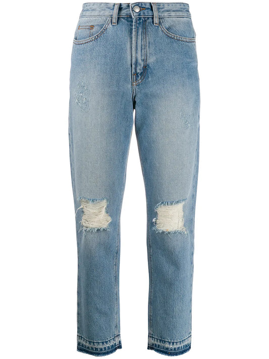 Distressed Straight Jeans