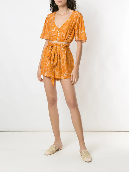 Runa Printed Crop Blouse