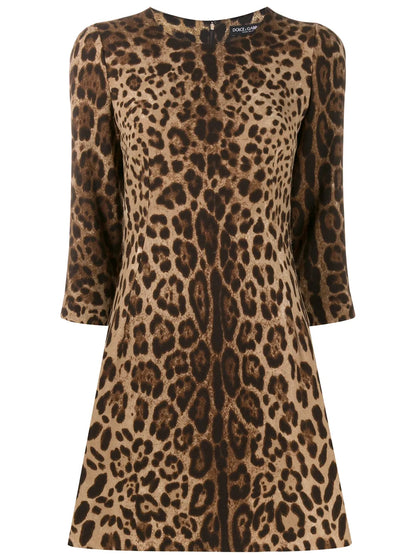 Leopard-Print Crepe Minidress