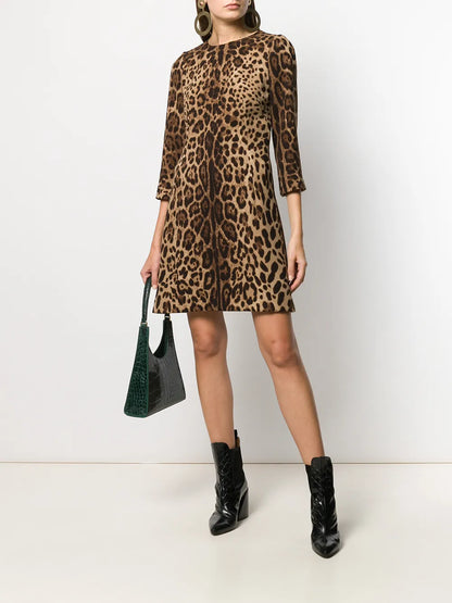 Leopard-Print Crepe Minidress