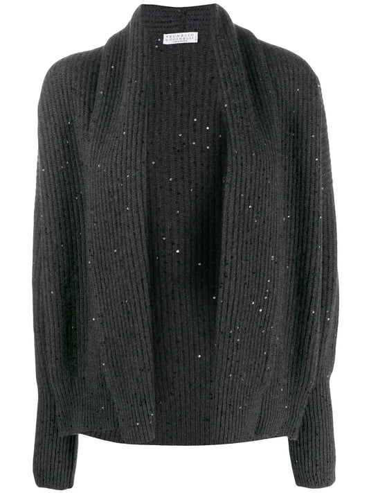 Sequin Embroidered Open Front Cardigan
