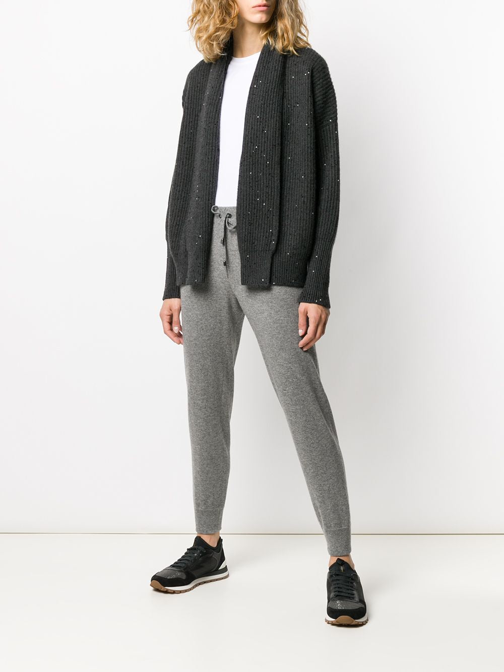 Sequin Embroidered Open Front Cardigan