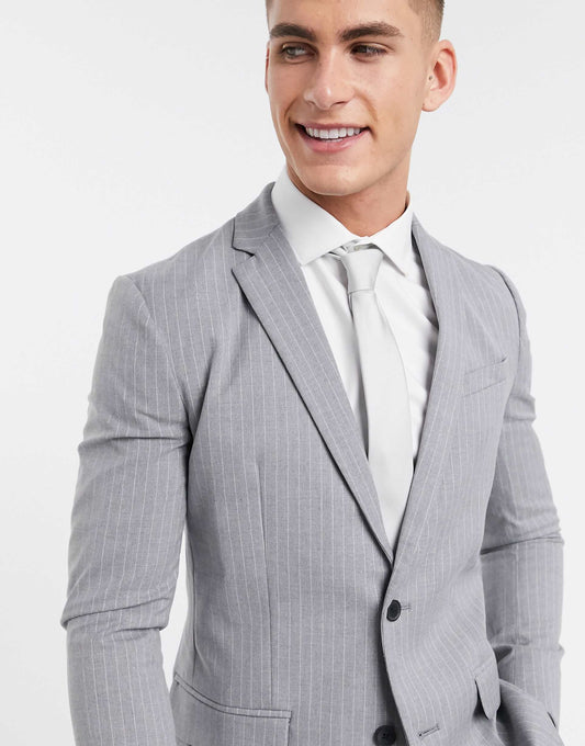 Pinstripe Skinny Suit Jacket