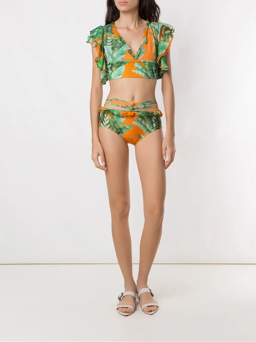 Printed Crop Top Bikini Set