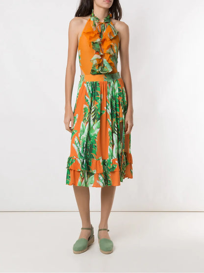 Printed Ruffle Swimsuit