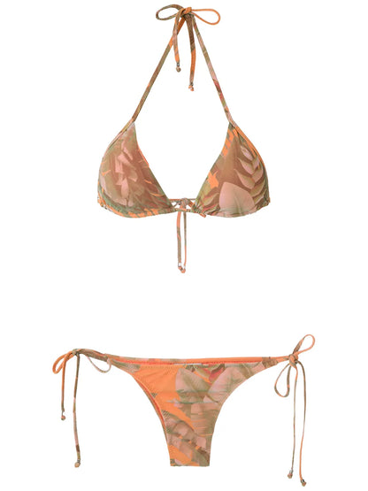 Printed Triangle Bikini Set