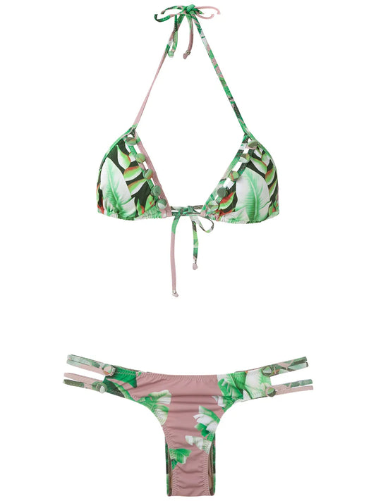Printed Triangle Bikini Set