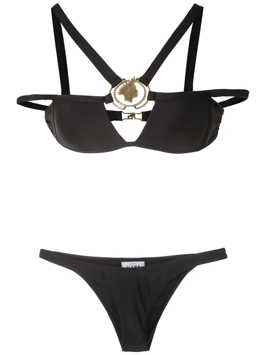 Metallic Embellishment Bikini Set
