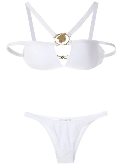 Metallic Embellishment Bikini Set