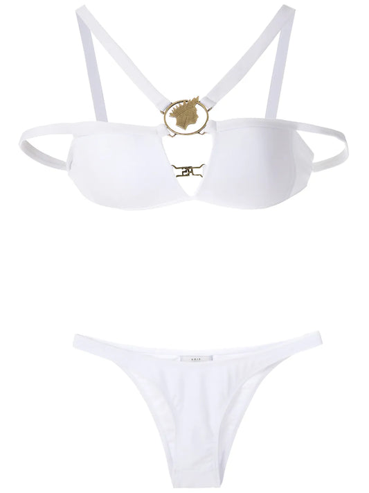 Metallic Embellishment Bikini Set