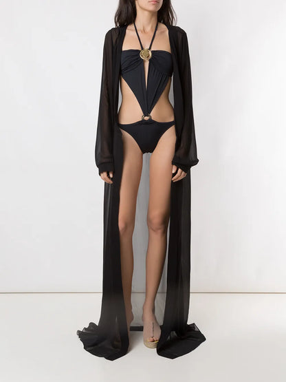 Cut Out Halterneck Swimsuit