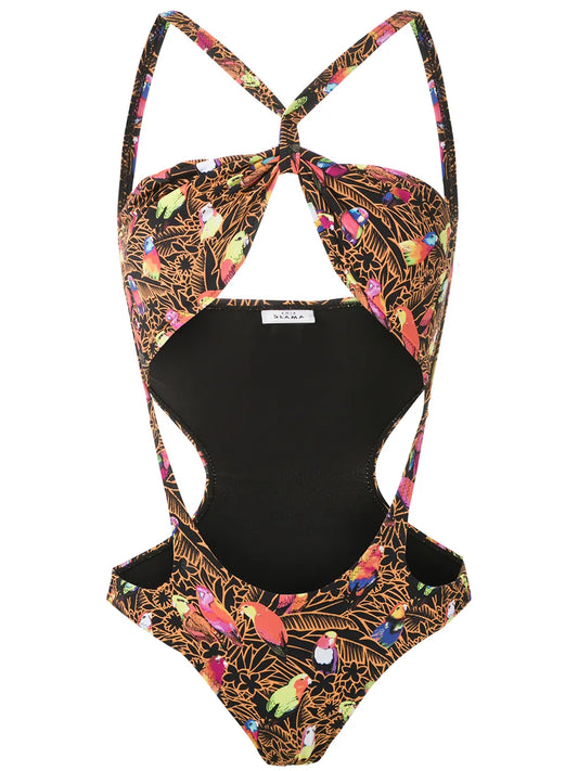 Cut Out Printed Swimsuit