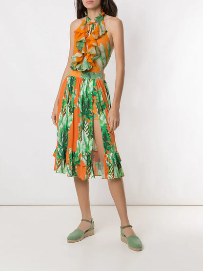 Printed Ruffle Skirt