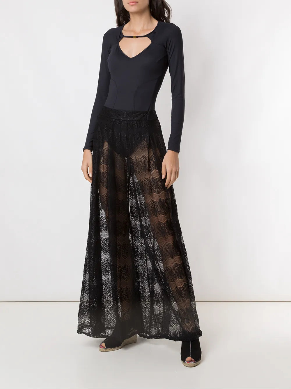 Wide-Leg Lace Trousers
