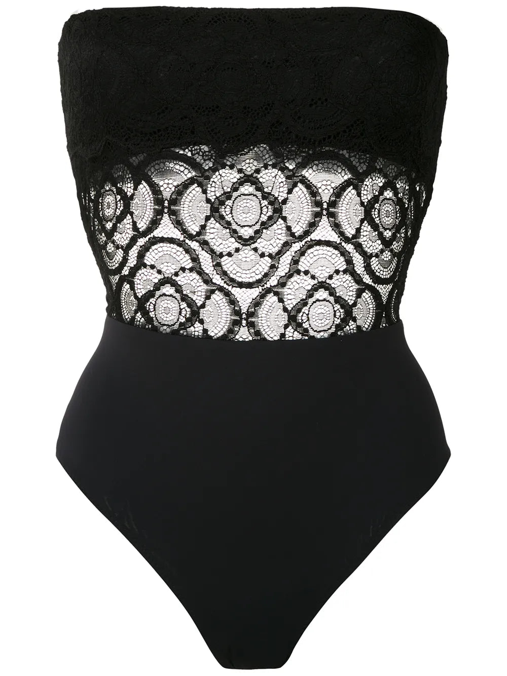 Lace Panels Strapless Swimsuit