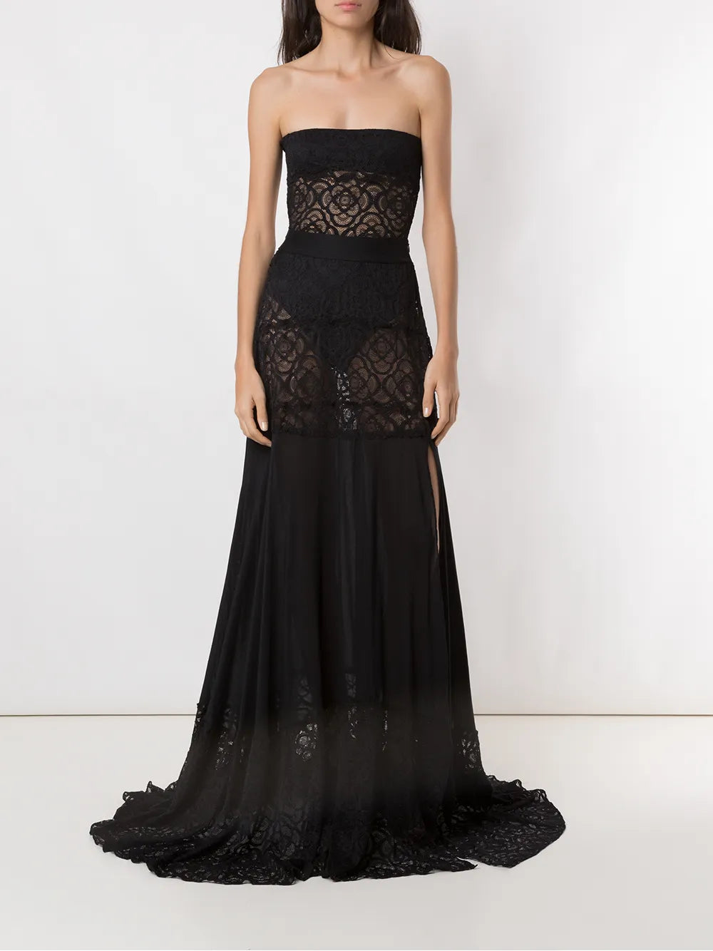 Lace Panels Strapless Swimsuit