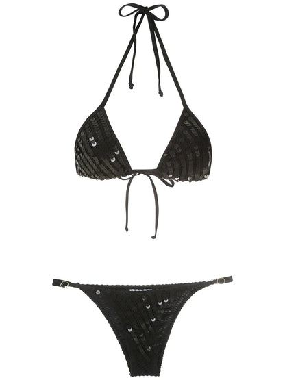 Sequinned Triangle Bikini Set