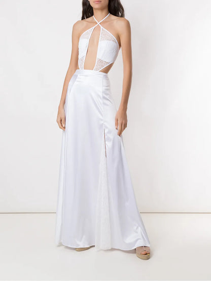 Lace Panels Maxi Skirt