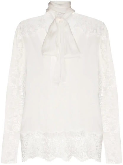 Lace Detail Pussy Bow Blouse