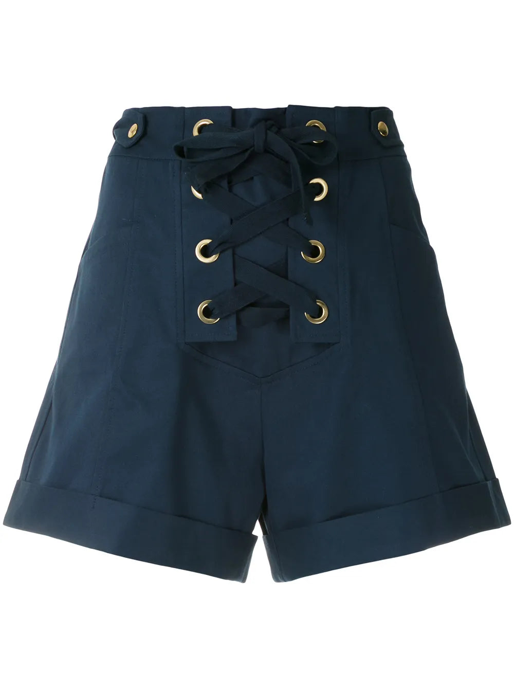 High-Waist Lace-Up Fastening Shorts