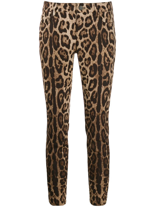 Leopard-Print Cropped Jeans