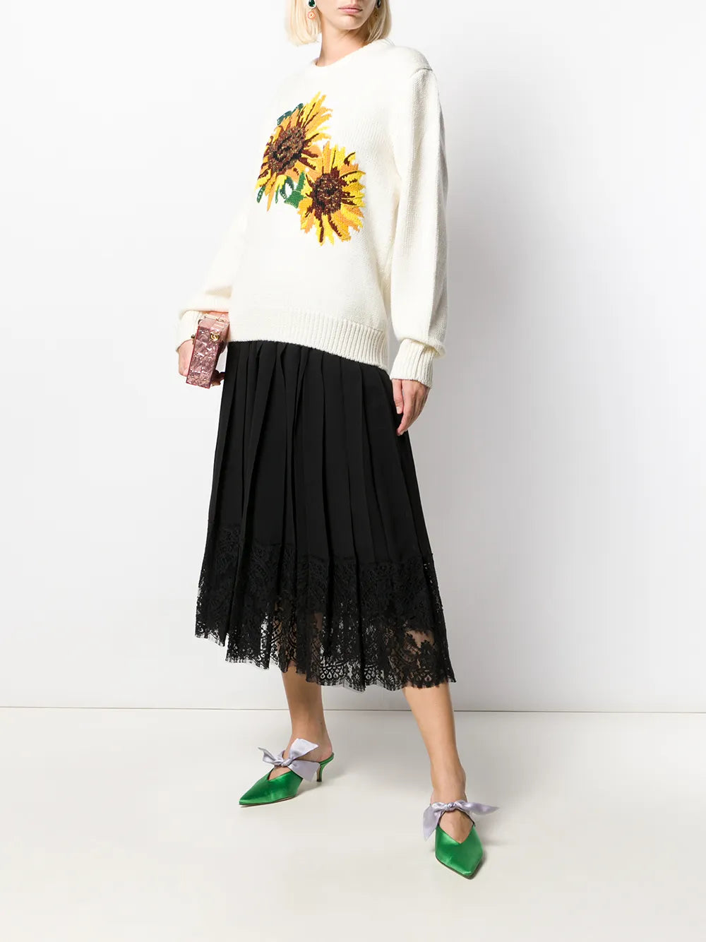 Lace-Trim Maxi Skirt