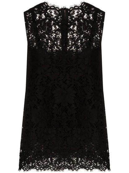 Cordonetto-Lace Sleeveless Tank Top