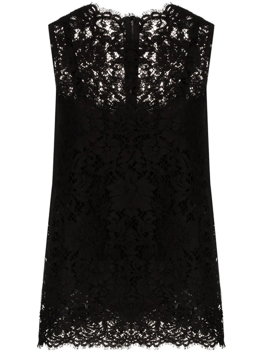 Cordonetto-Lace Sleeveless Tank Top