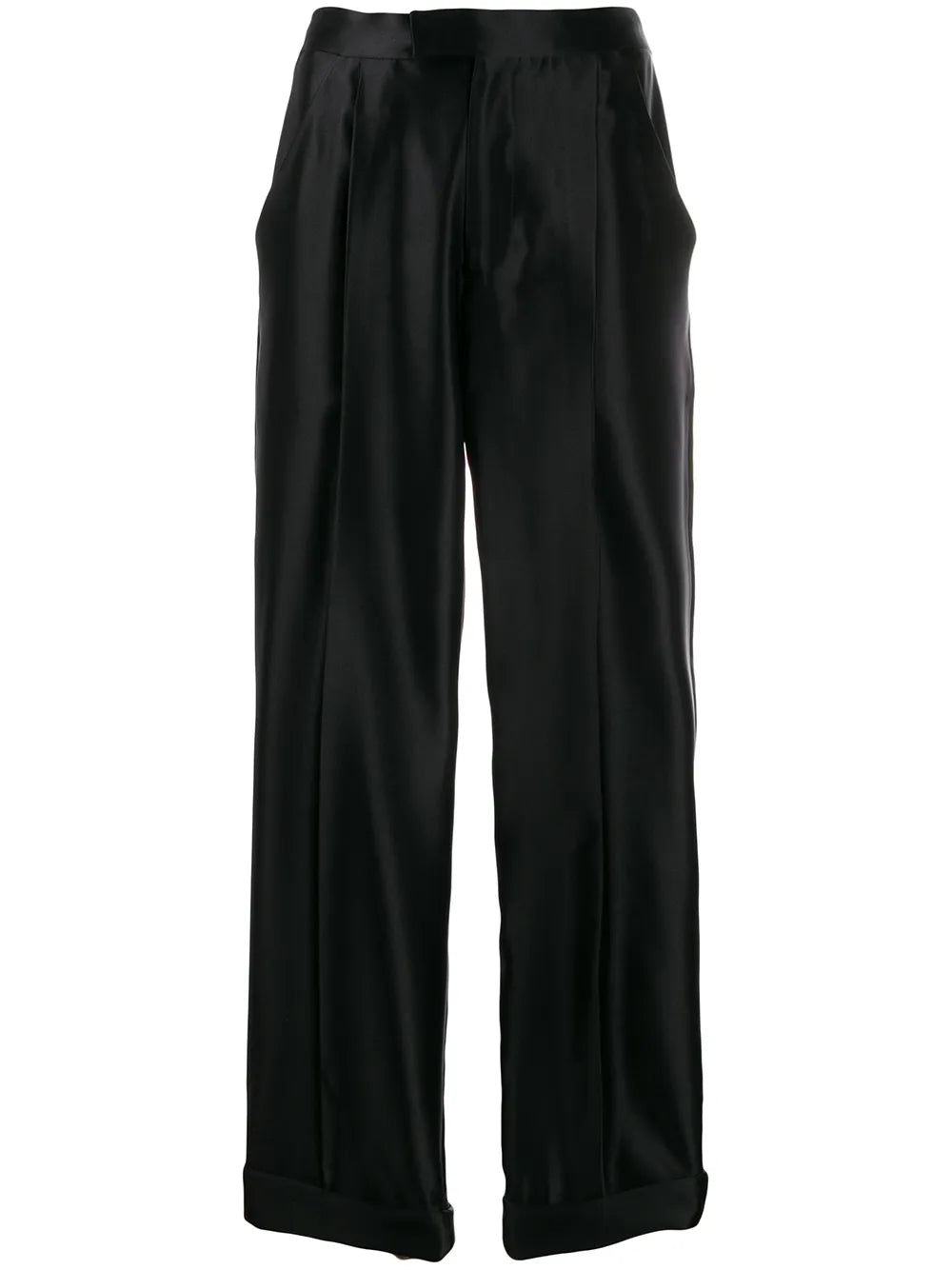 High-Waisted Silk Trousers