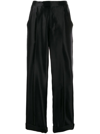 High-Waisted Silk Trousers