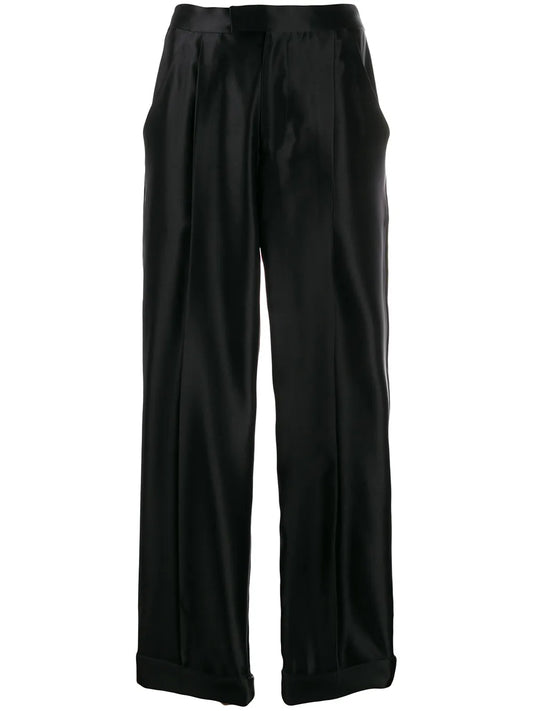 High-Waisted Silk Trousers