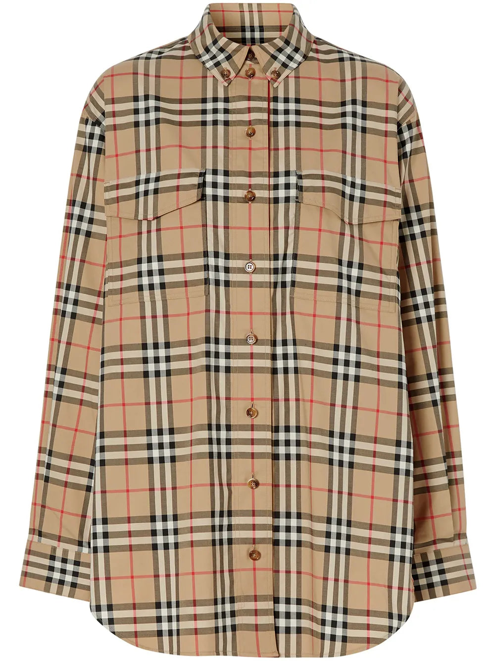 Vintage Check Stretch Cotton Oversized Shirt