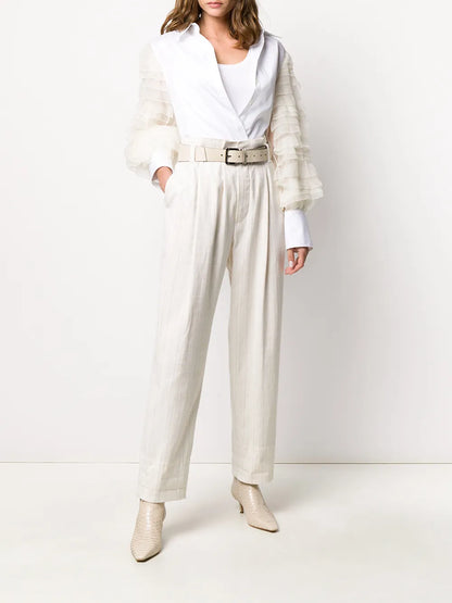 Pleated High-Waisted Trousers