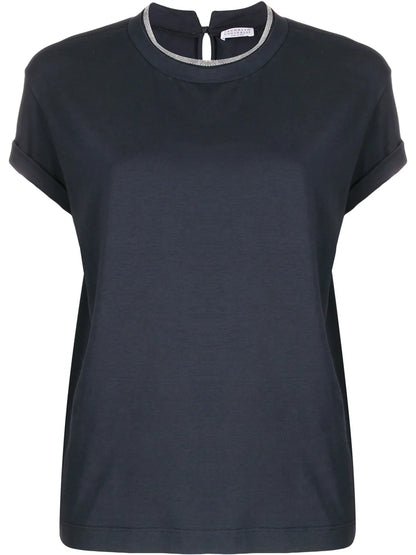 Brass-Embellished Crew-Neck T-Shirt