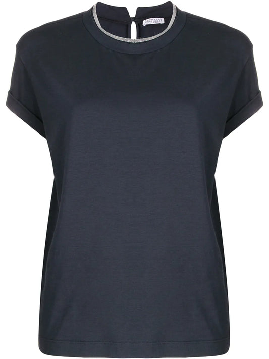 Brass-Embellished Crew-Neck T-Shirt