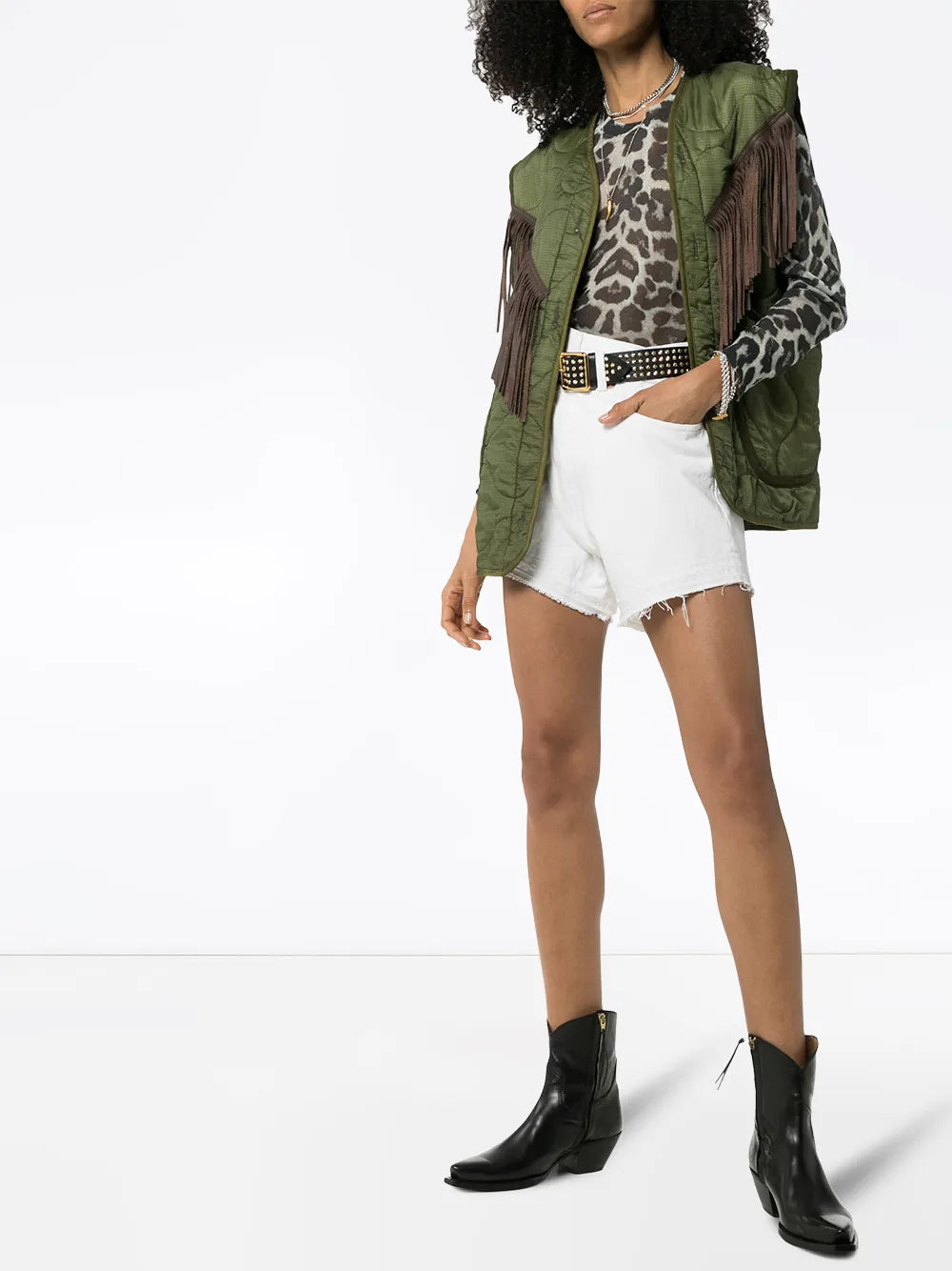 Crossover Waist Denim Shorts