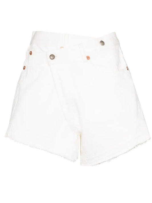 Crossover Waist Denim Shorts