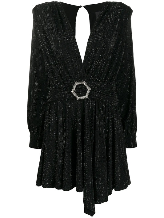 Belted Long-Sleeve Mini Dress