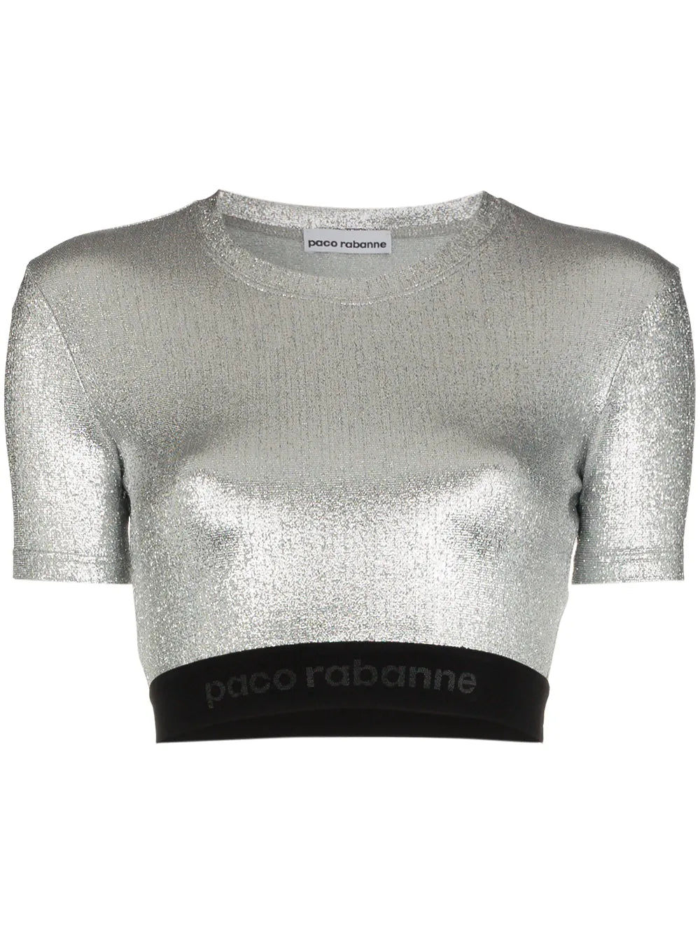 Metallic Logo Embroidered Crop Top