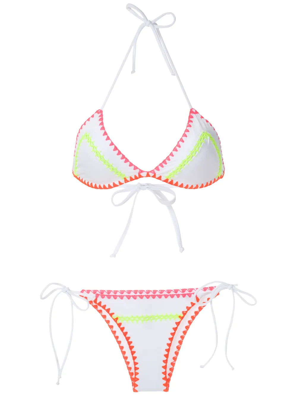 Crochet Neon Trim Bikini Set