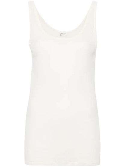 Fine-Ribbed Semi-Sheer Tank Top
