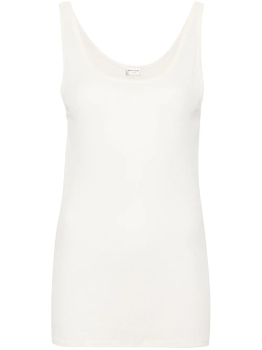 Fine-Ribbed Semi-Sheer Tank Top
