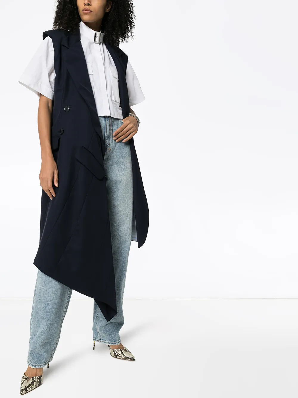 Sleeveless Mid-Length Blazer