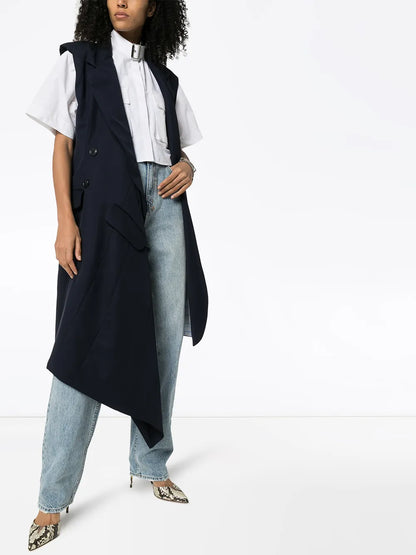Sleeveless Mid-Length Blazer